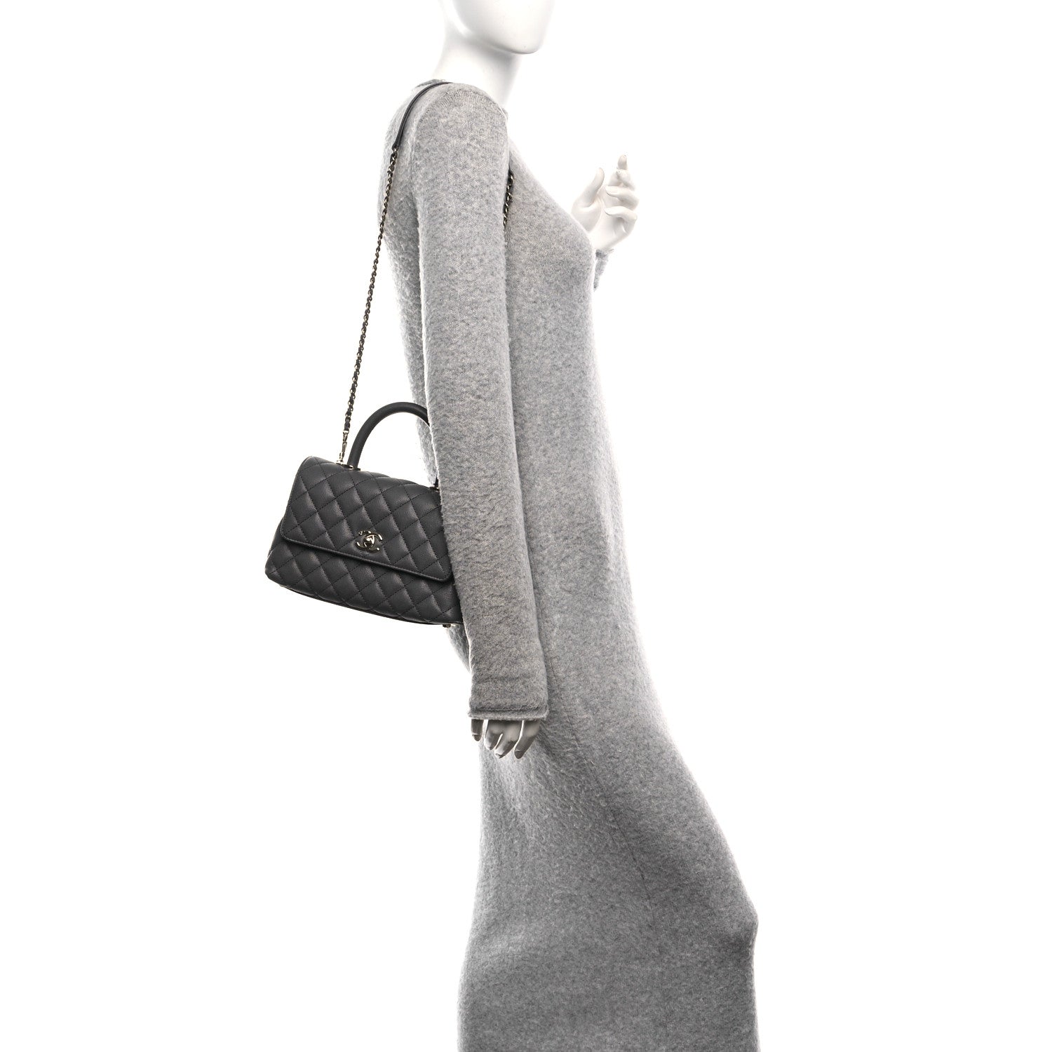 Chanel Caviar Quilted Mini Coco Handle Flap Grey 2 of 11