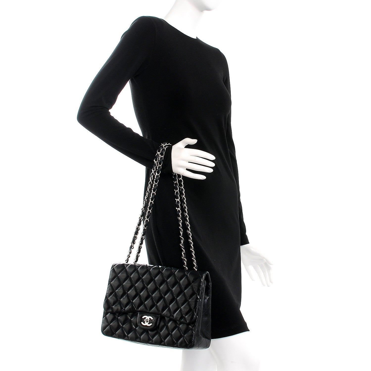 Chanel Lambskin Quilted Jumbo Single Flap Black 3 of 12