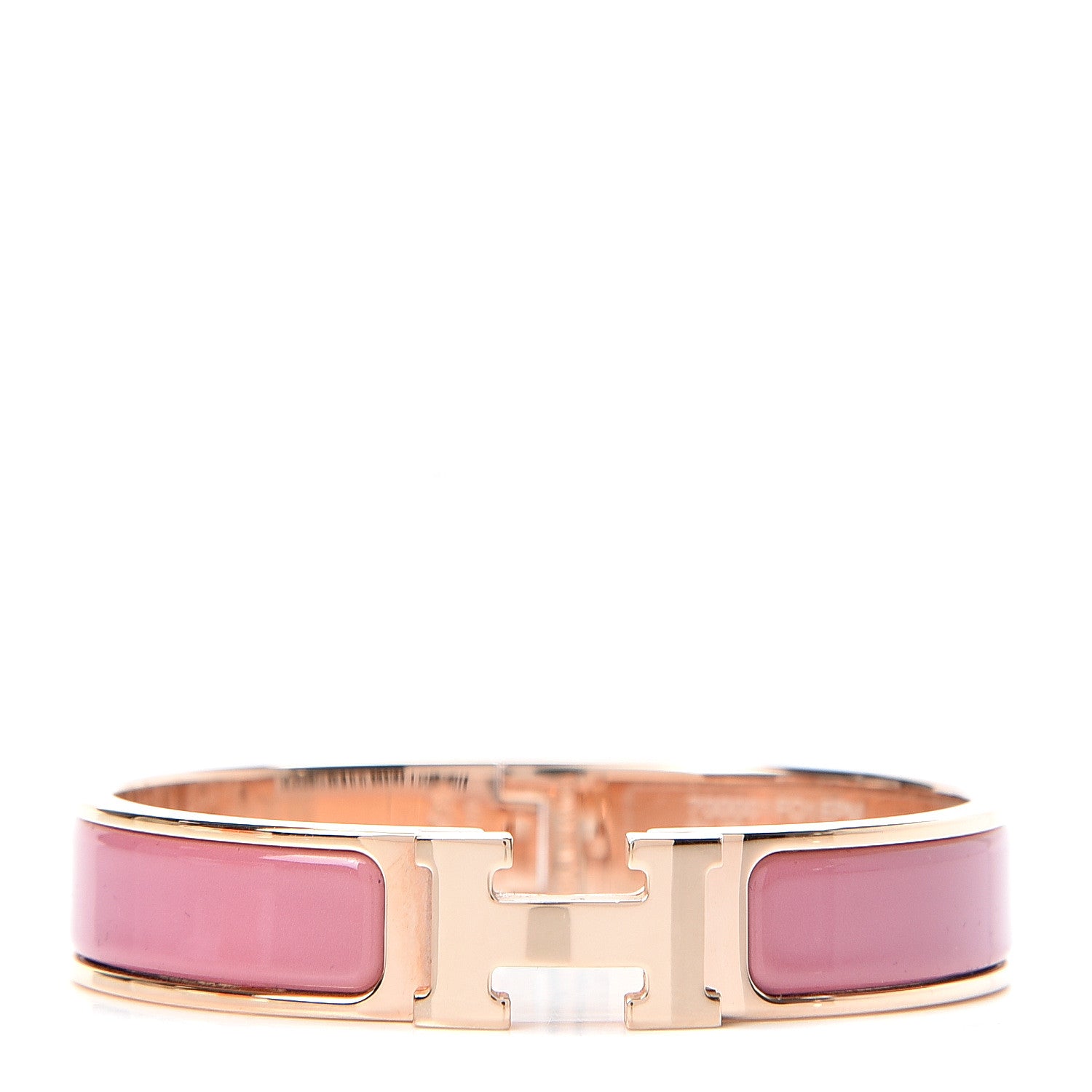 Hermes Enamel Narrow Clic Clac H Bracelet PM Rose Velours 1 of 6