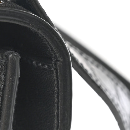 Saint Laurent Calfskin Crocodile Embossed Gaby Satchel Black 10 of 11