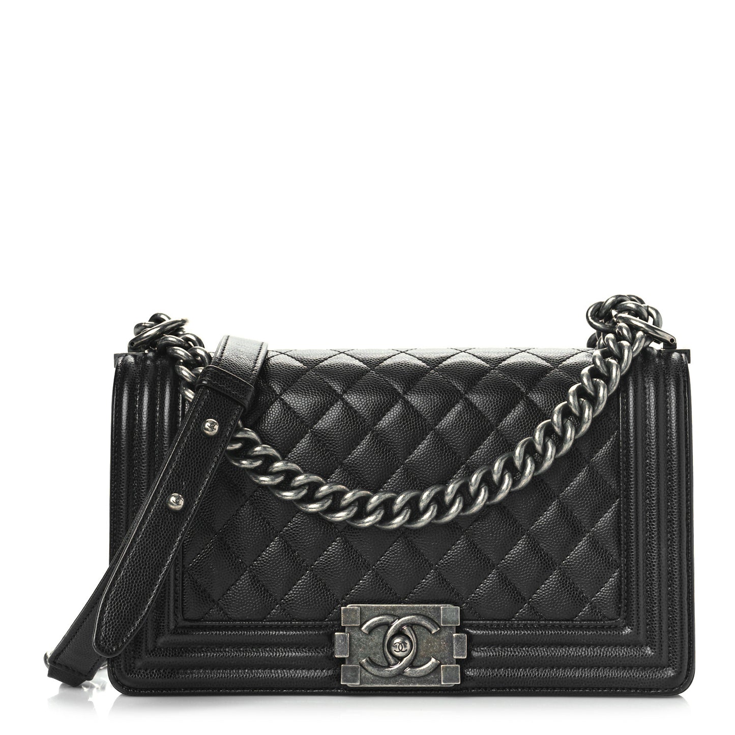 Caviar Quilted Medium Boy Flap Black