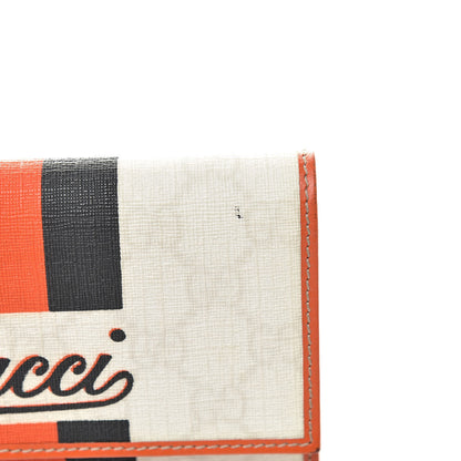 Gucci GG Plus Monogram Web Stripe Joy Card Case Wallet Orange White 14 of 15