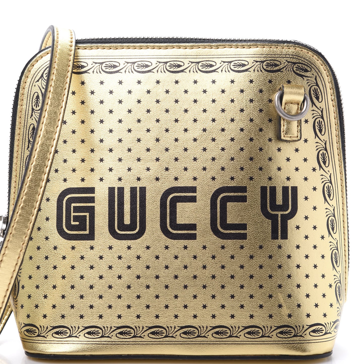 X SEGA Calfskin GUCCY Stars Mini Dome Shoulder Bag Gold
