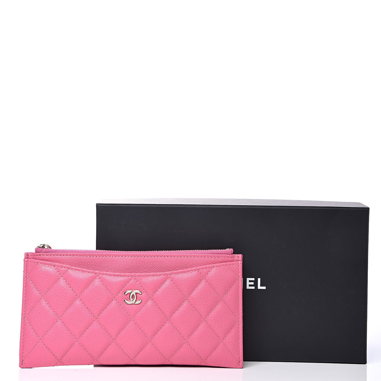 Caviar Quilted Classic Zip Pouch Pink