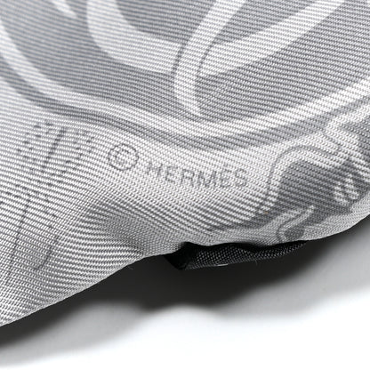 Hermes Silk Ex-Libris Les Parisie Twilly Gris Perle Jaune 3 of 4