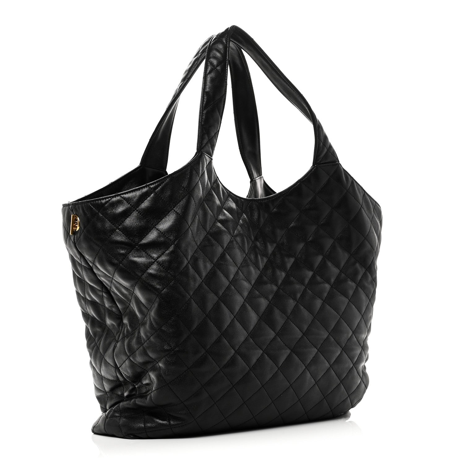 Saint Laurent Lambskin Quilted Maxi Icare Shopping Tote Black 4 of 11