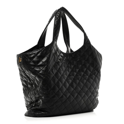 Saint Laurent Lambskin Quilted Maxi Icare Shopping Tote Black 4 of 11