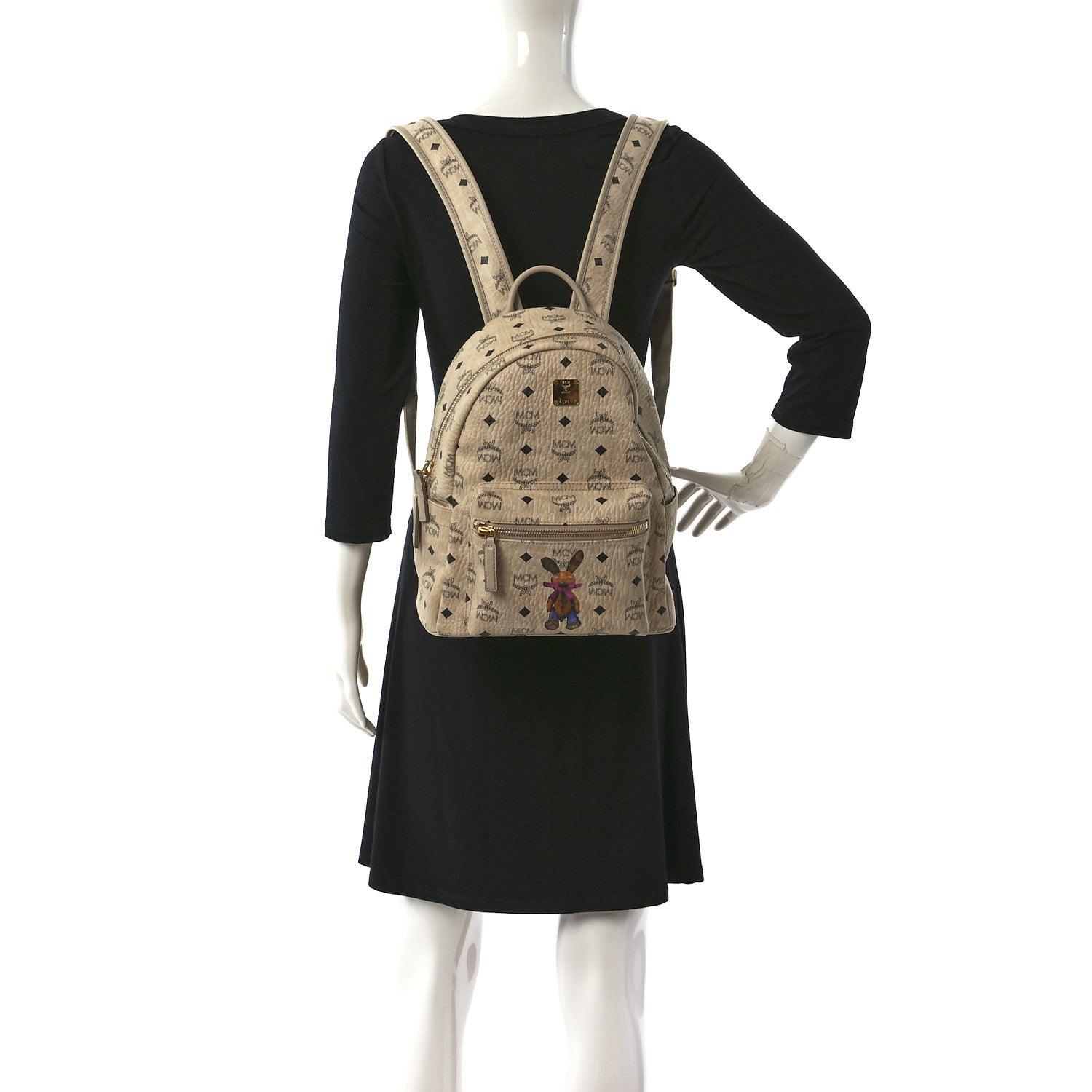 MCM Visetos Small Stark Rabbit Backpack Beige 2 of 9