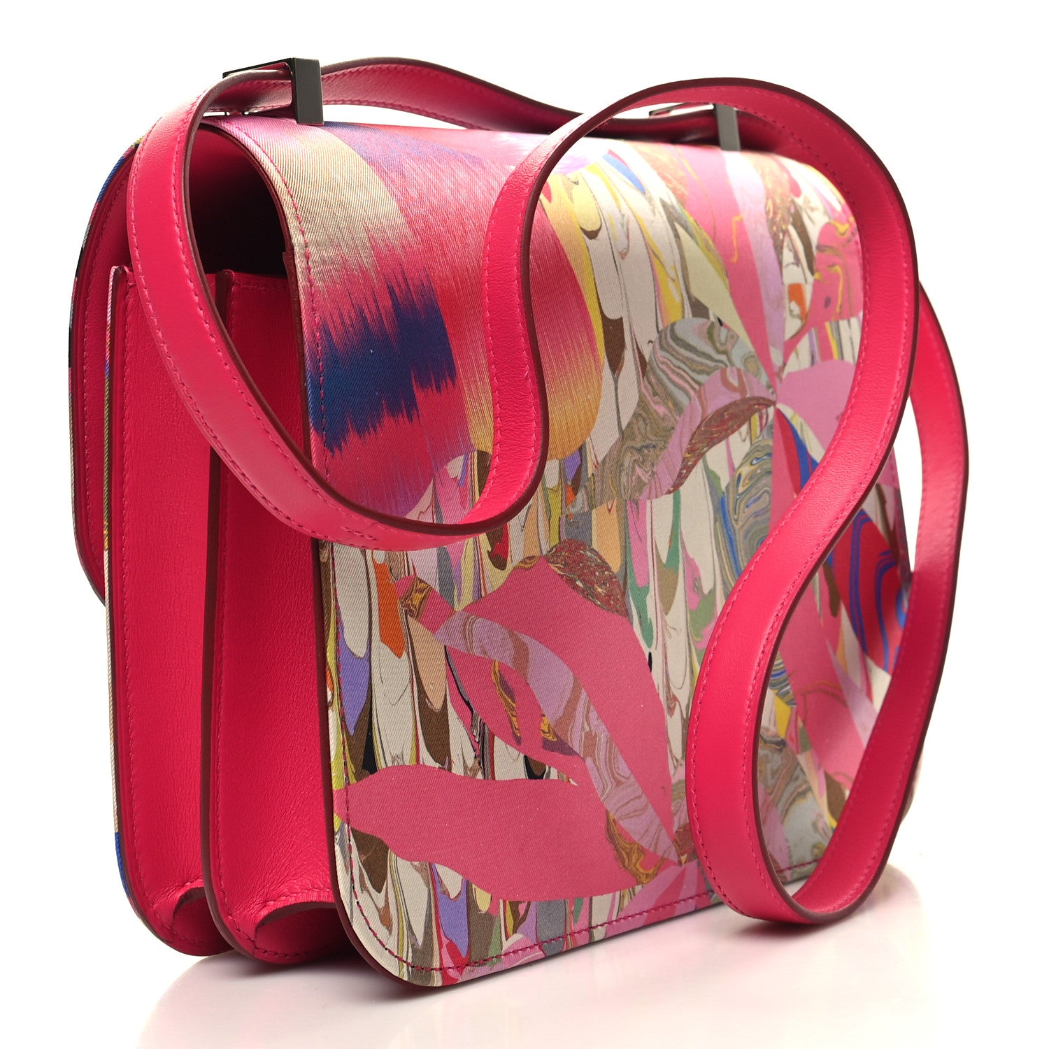 Hermes Swift Silk Marble Printed Constance 24 Rose Azalee Rose Mexico 3 of 11