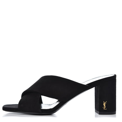 Saint Laurent Suede LouLou 70 Mule Sandals 36 Black 1 of 9