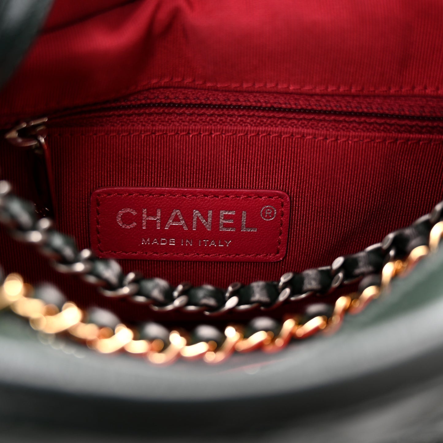 Aged Calfskin Quilted Small Gabrielle Hobo Dark Green