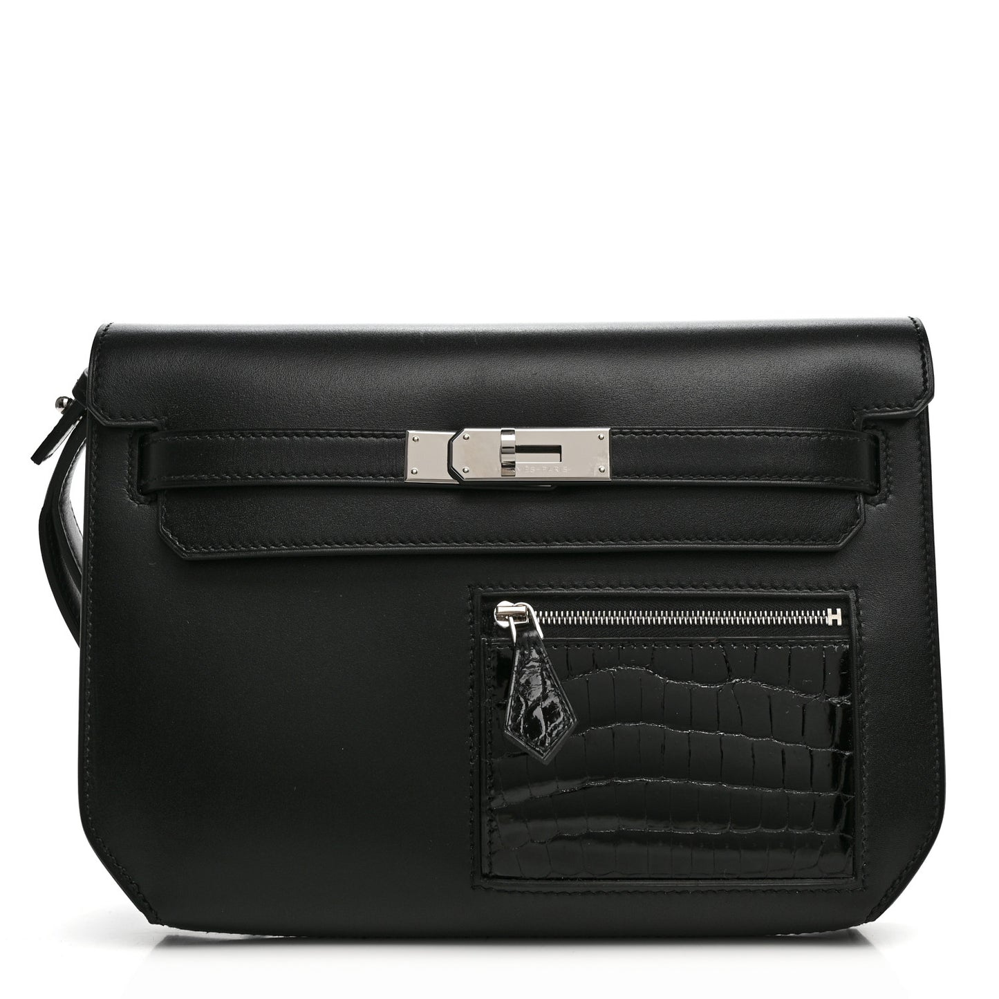 Swift Shiny Niloticus Crocodile Kelly Depeches 25 Pouch Black