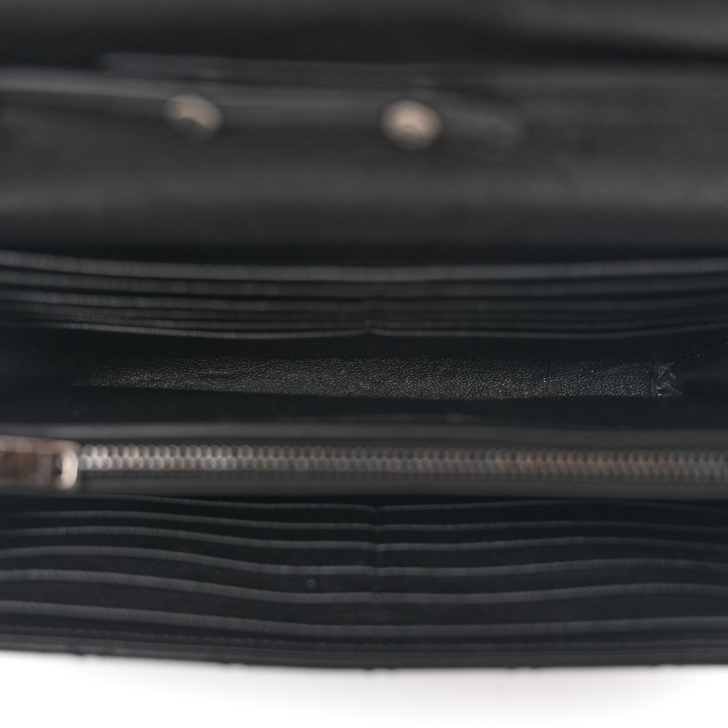Sheepskin Tri-Quilt Monogram Envelope Chain Wallet Black