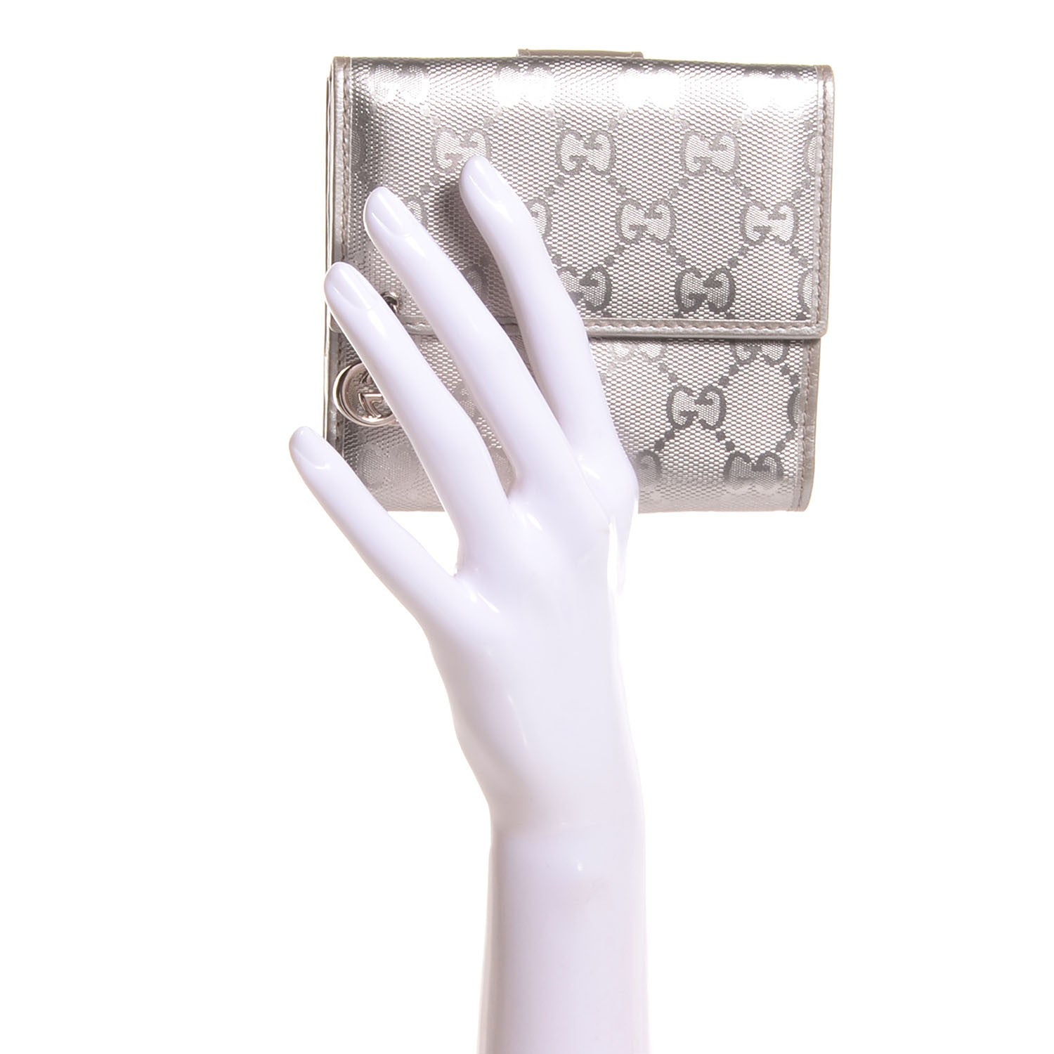 Gucci Imprime Monogram GG Pierce French Flap Wallet Silver 2 of 8