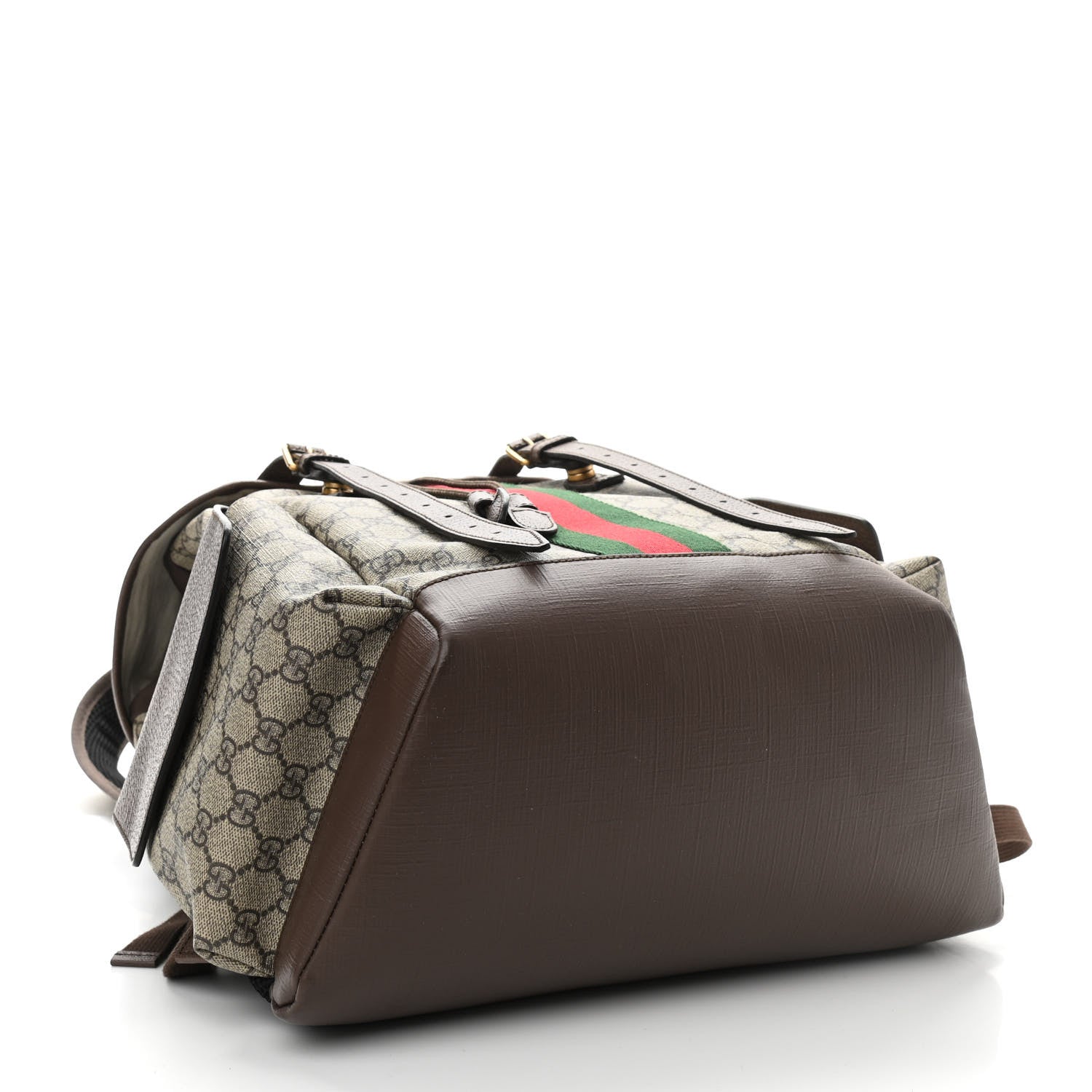 Gucci GG Supreme Monogram Medium Ophidia Double Buckle Backpack Brown 4 of 12