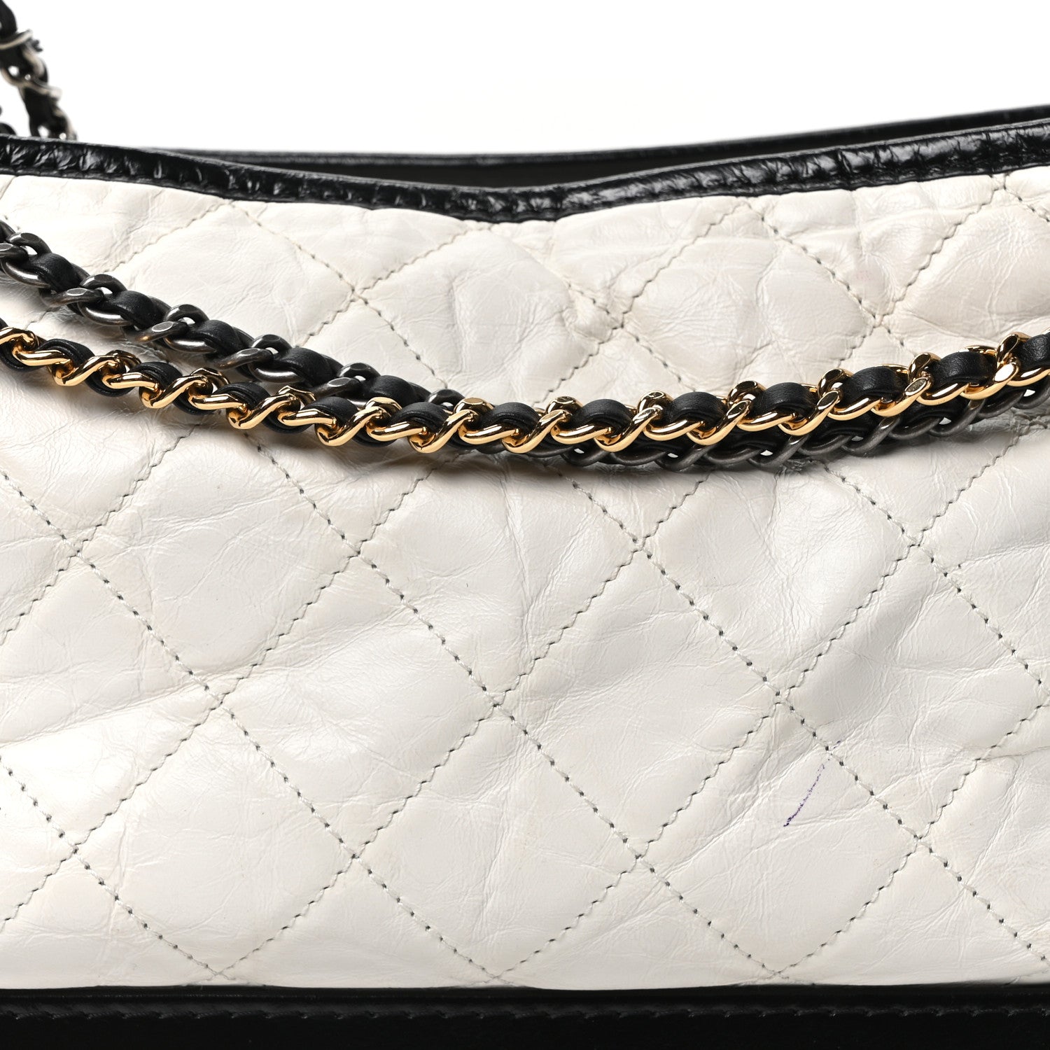 Chanel Aged Calfskin Quilted Medium Gabrielle Hobo Black White 8 of 10