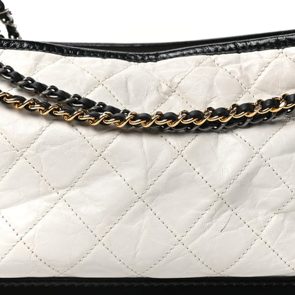 Chanel Aged Calfskin Quilted Medium Gabrielle Hobo Black White 8 of 10