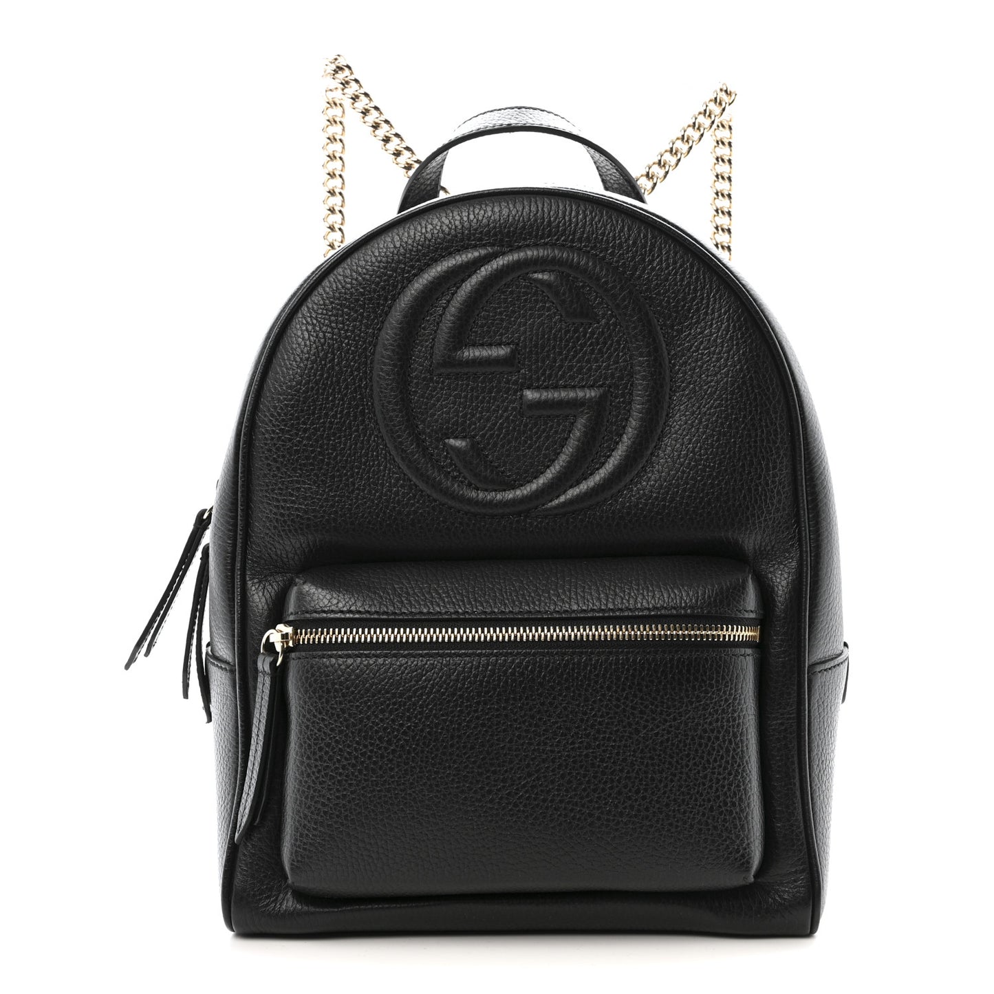 Pebbled Calfskin Soho Chain Backpack Black