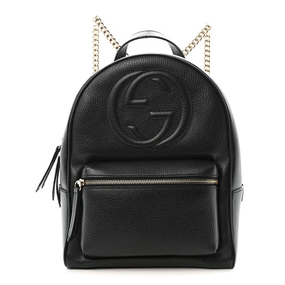 Gucci Pebbled Calfskin Soho Chain Backpack Black 1 of 15