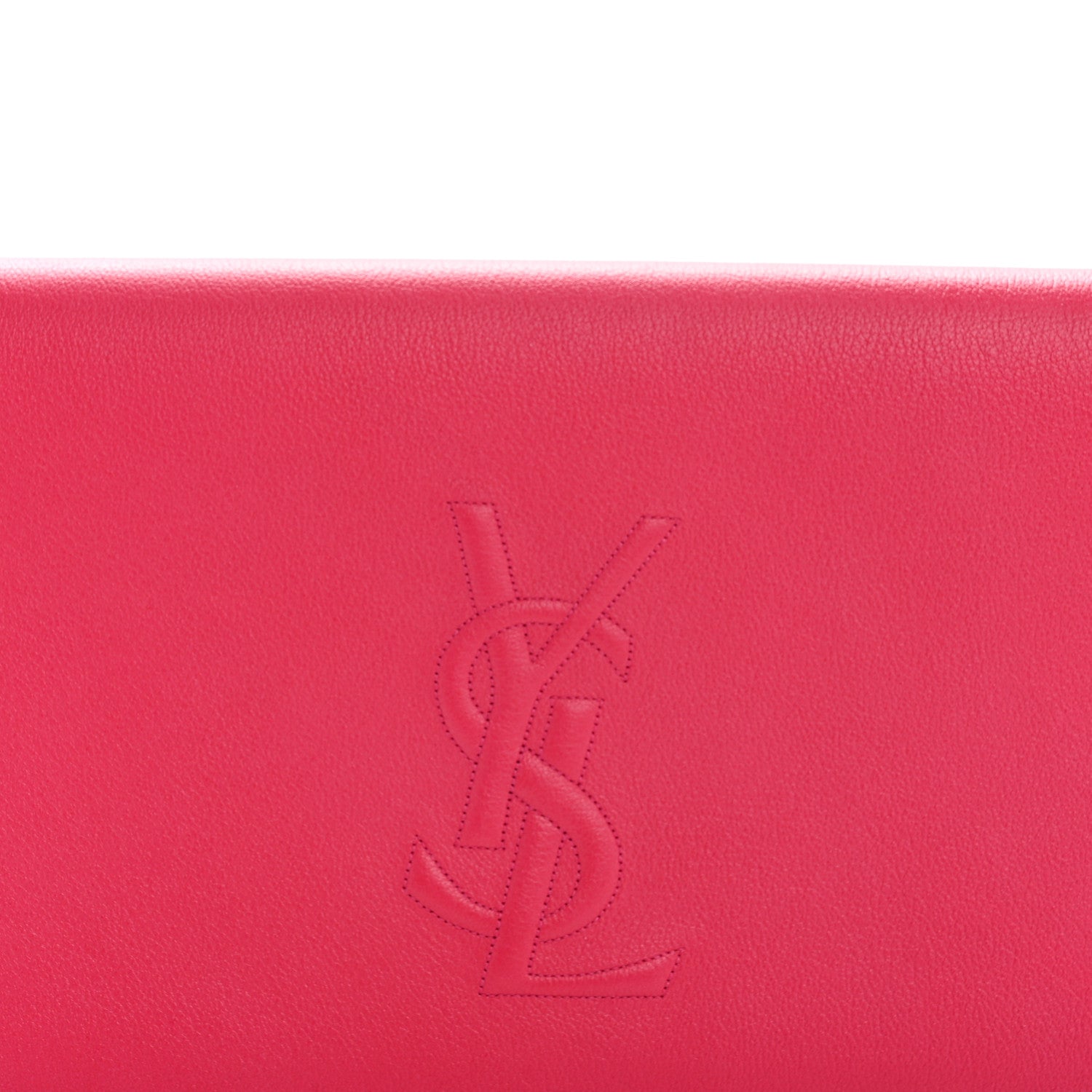 Saint Laurent Calfskin Monogram Large Belle De Jour Clutch Lipstick Fuchsia 8 of 12
