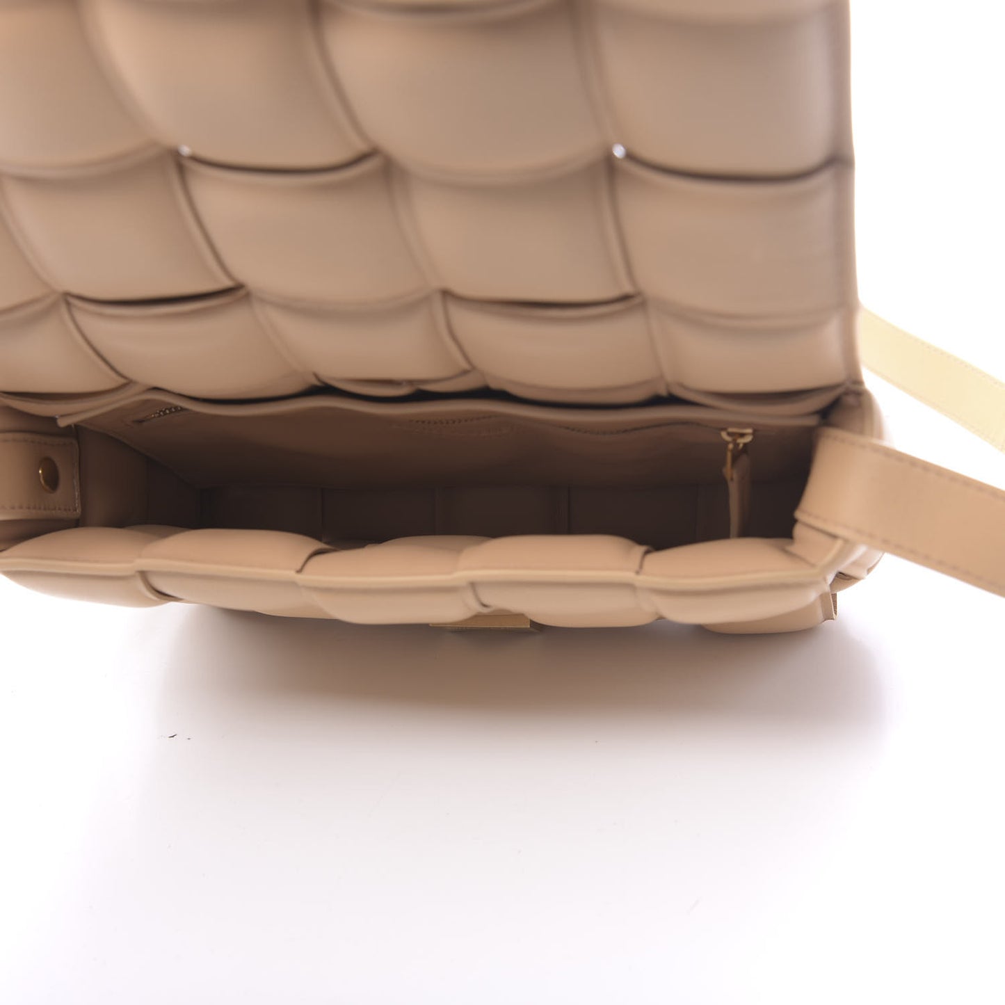 Nappa Maxi Intreccio Padded Cassette Crossbody Bag Almond