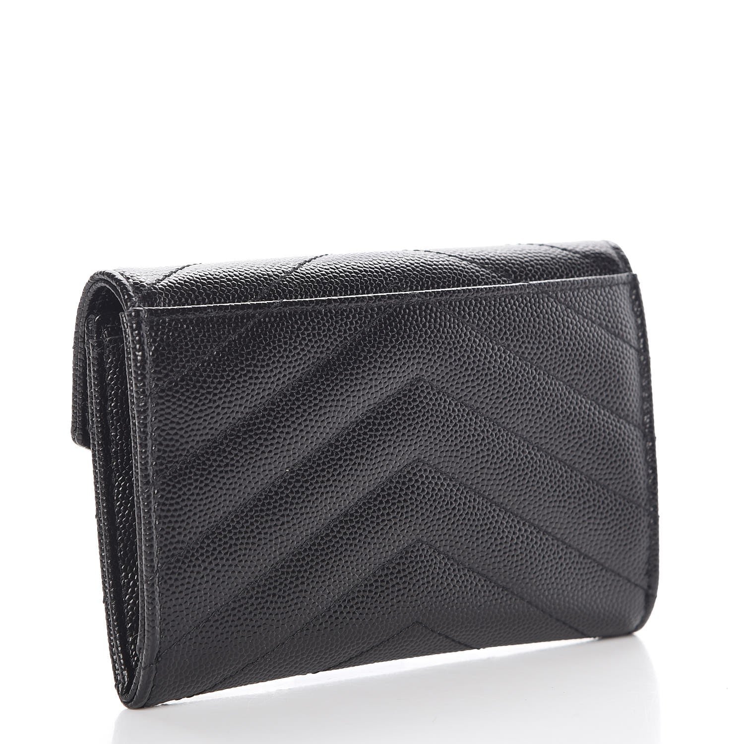 Saint Laurent Grain De Poudre Matelasse Chevron Small Monogram Envelope Wallet Black 3 of 8