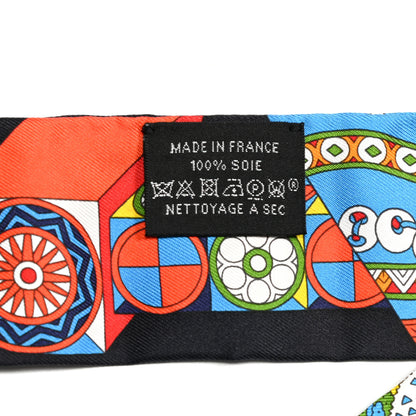 Hermes Silk De l'Ombrelle Aux Duels Twilly Black Bleu Jaune Vif 4 of 4