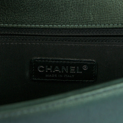 Chanel Iridescent Goatskin Quilted New Medium Boy Flap Green 7 of 8
