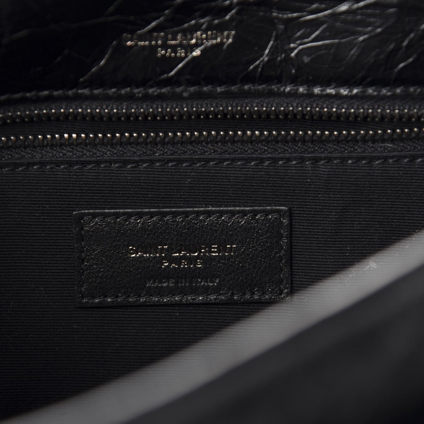 Crinkled Calfskin Matelasse Monogram Medium Niki Chain Satchel Black