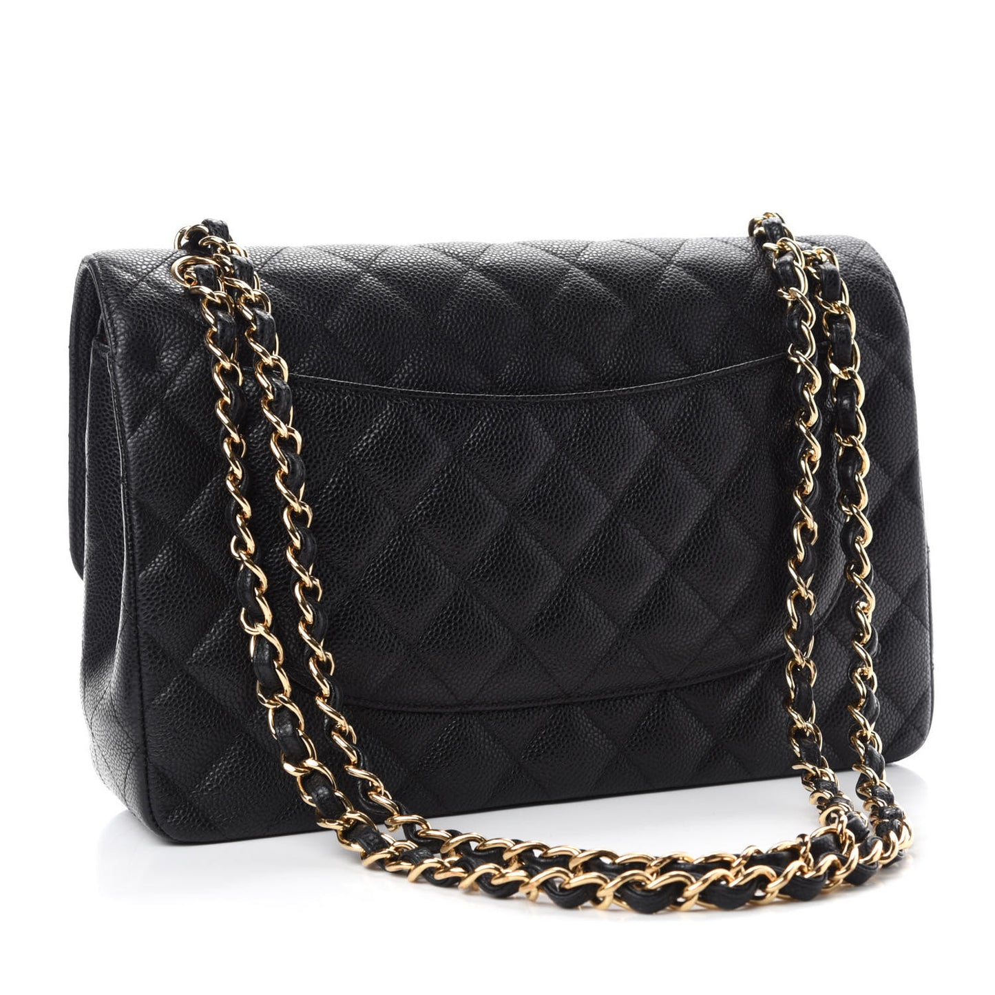 Caviar Quilted Jumbo Double Flap Black