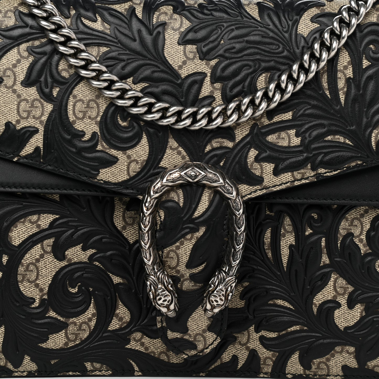GG Supreme Monogram Arabesque Medium Dionysus Shoulder Bag Black
