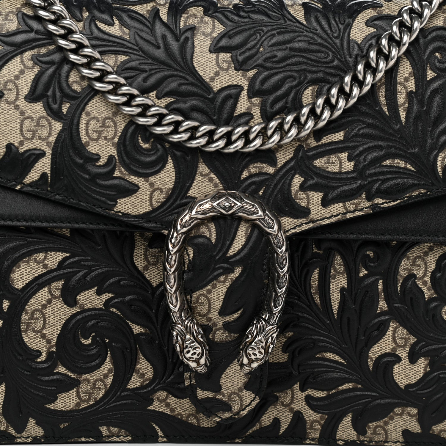 Gucci GG Supreme Monogram Arabesque Medium Dionysus Shoulder Bag Black 9 of 14