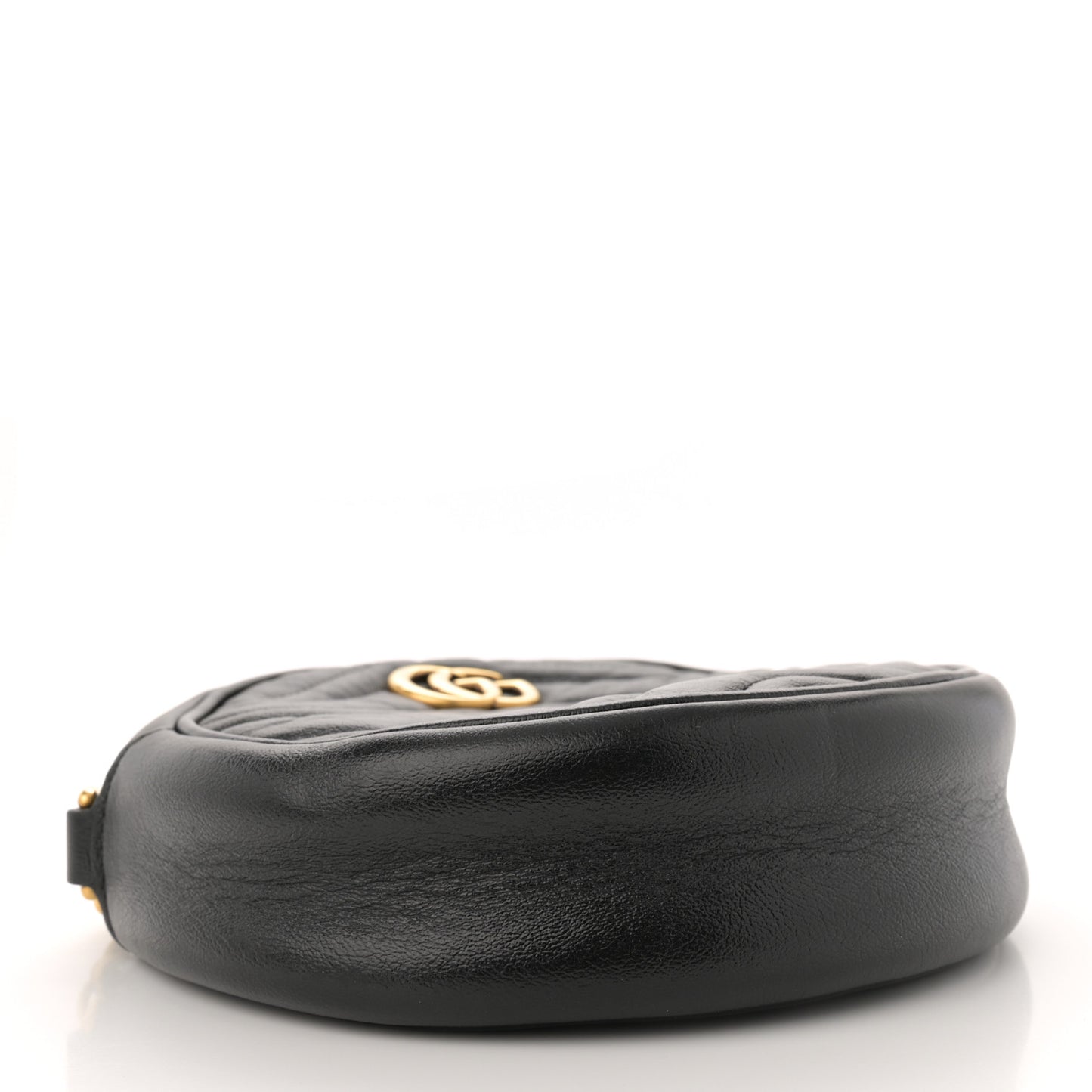 Azalea Calfskin Matelasse Heart Mini GG Marmont Round Shoulder Bag Black