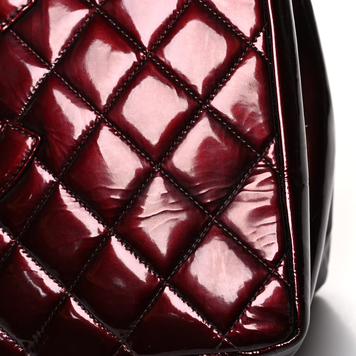 Patent Quilted Grand Shopping Tote GST Dark Bordeaux