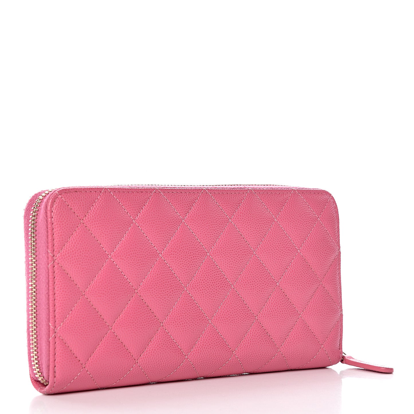 Caviar Quilted Large Gusset Zip Around Wallet Pink