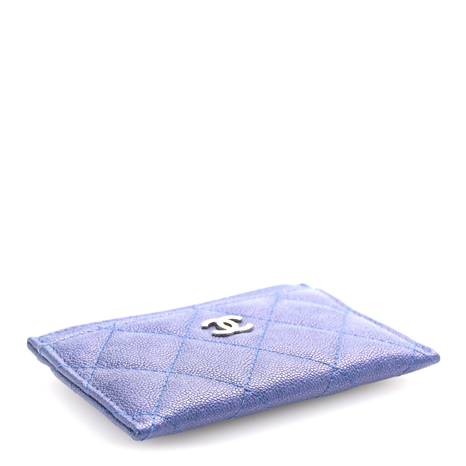 Chanel Iridescent Caviar Quilted Card Holder Blue Fonce 4 of 9
