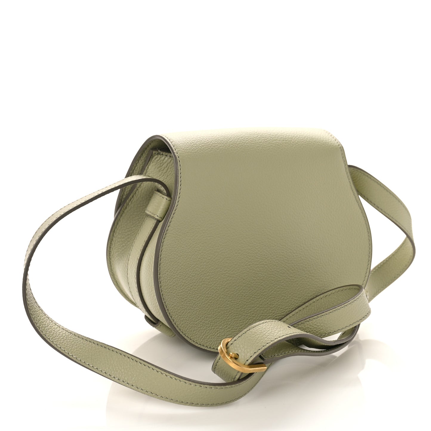 Grained Calfskin Small Marcie Saddle Bag Faded Green