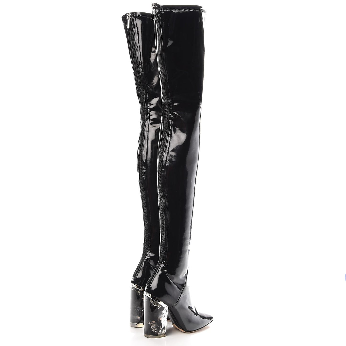 Patent Crystal Over The Knee Boots 35 Black