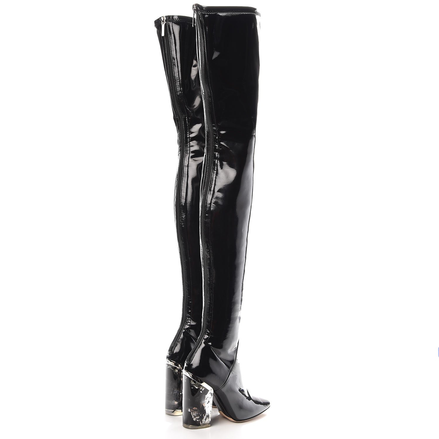 Christian Dior Patent Crystal Over The Knee Boots 35 Black 4 of 11