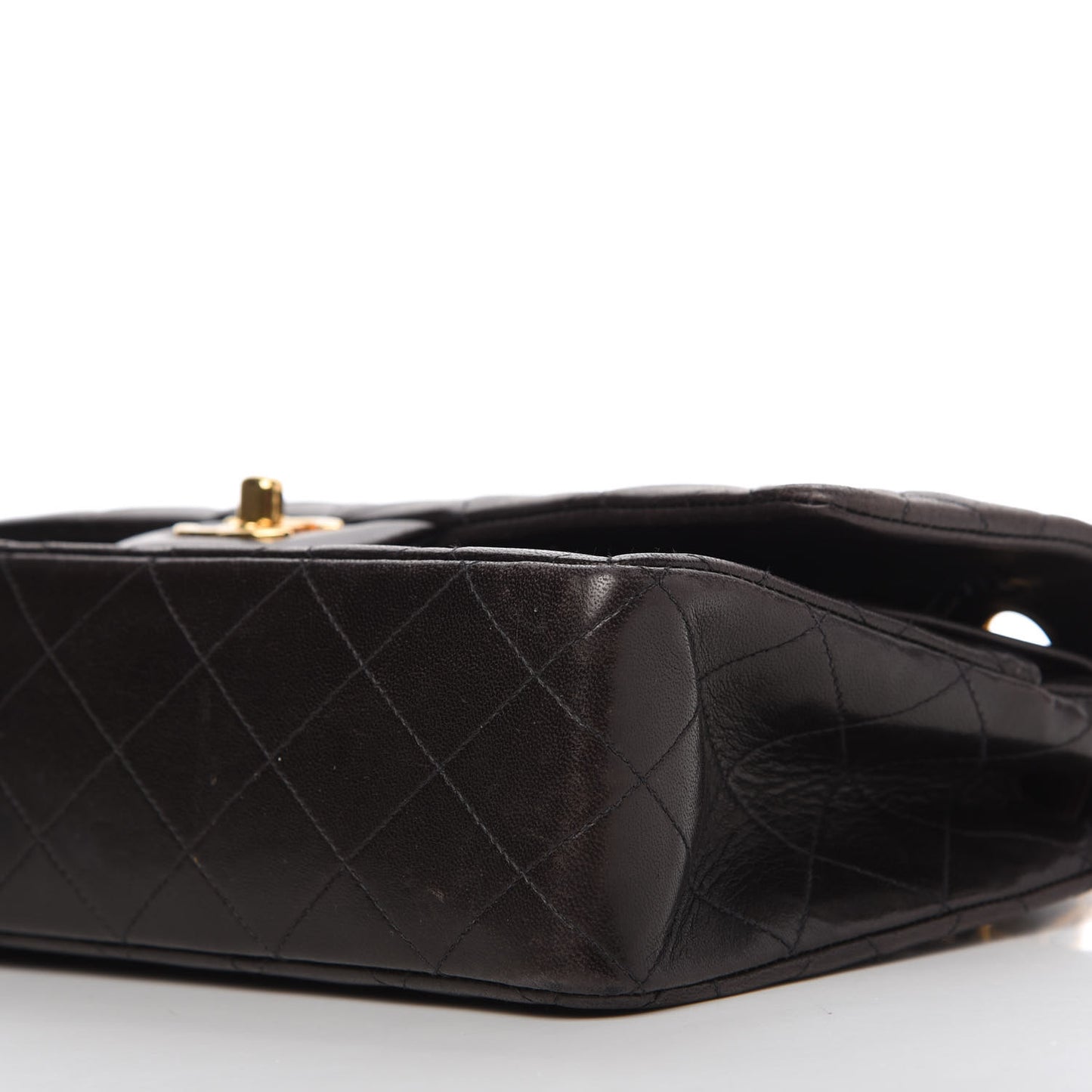 Lambskin Quilted Medium Double Flap Black