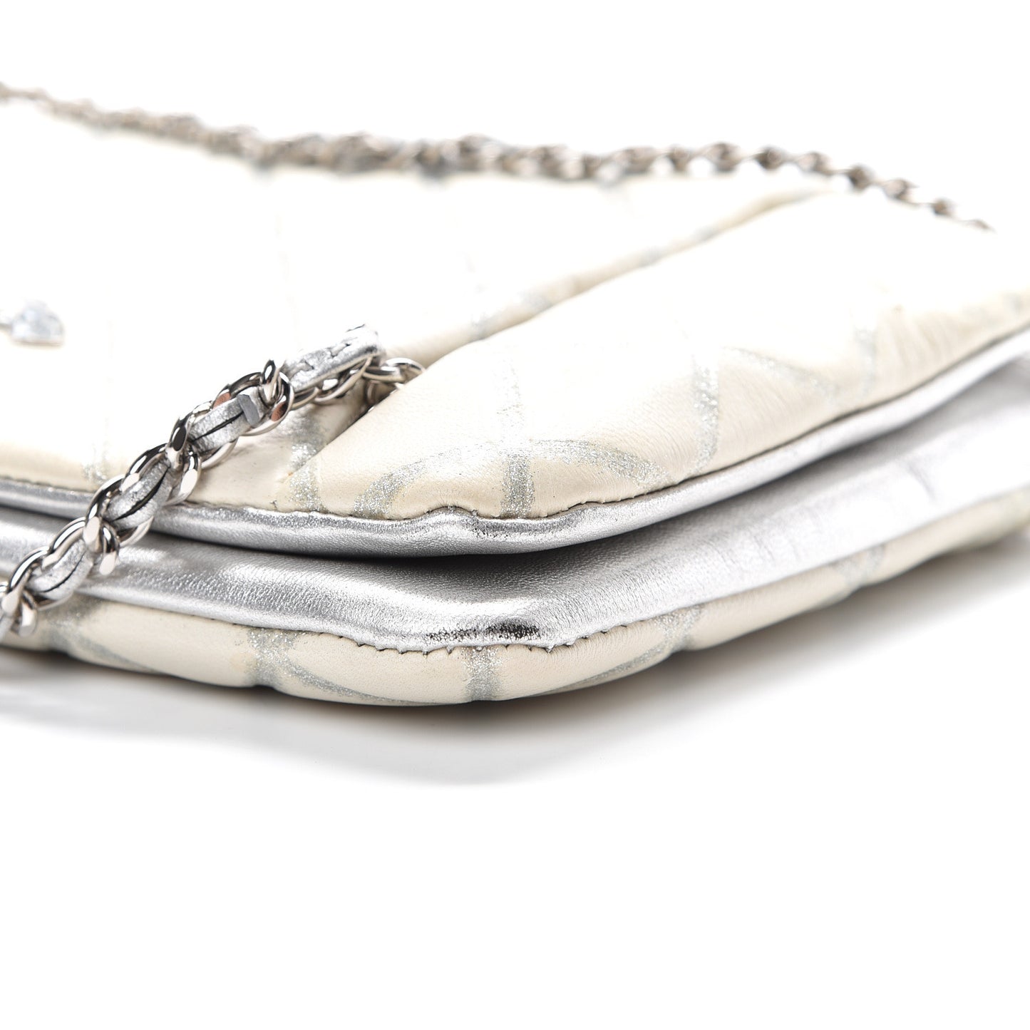 Lambskin Embossed CC Flap Shoulder Bag White