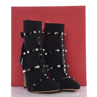 Valentino Garavani Knit Patent Rockstud Bodytech 105mm Ankle Boots 39 Black 8 of 8