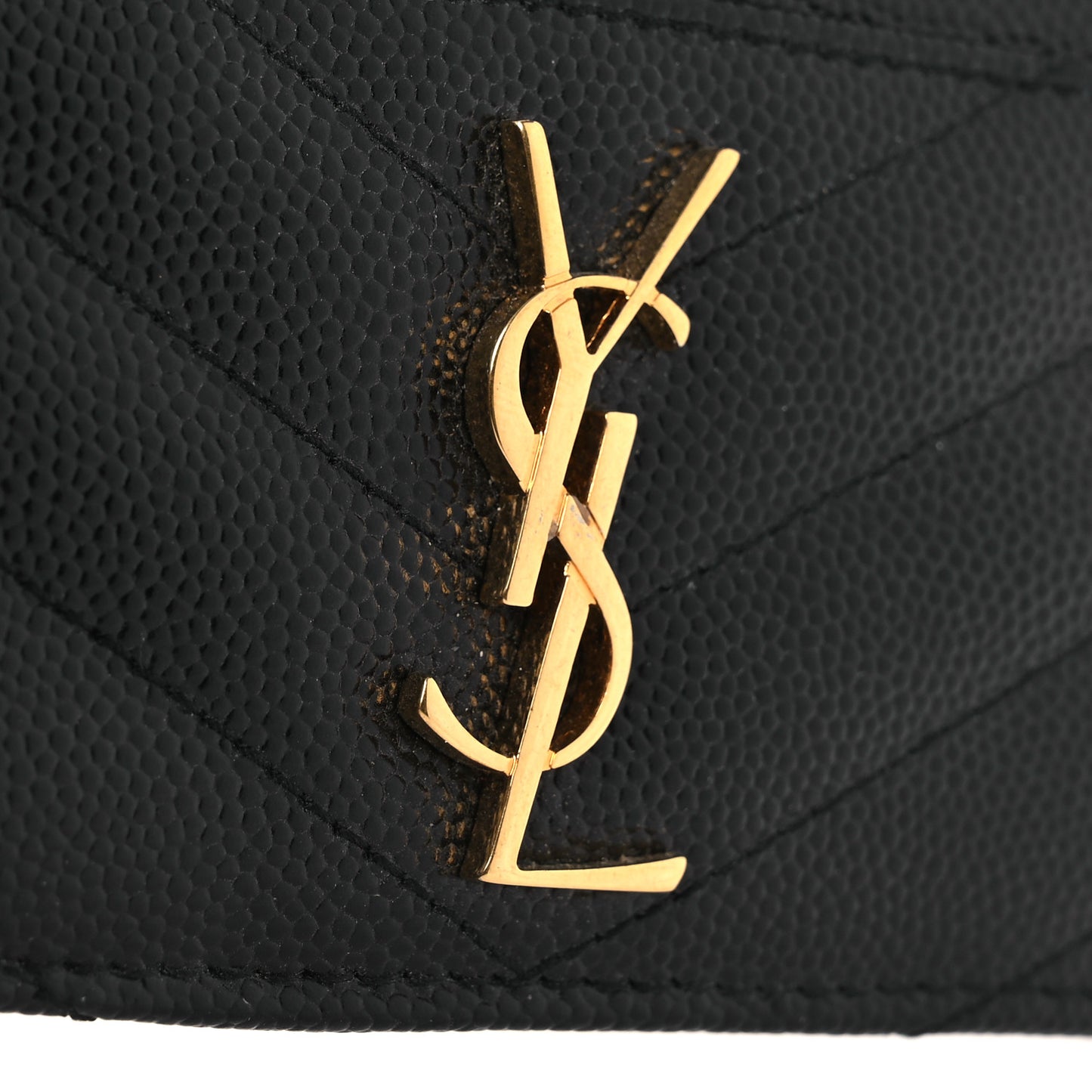 Grain De Poudre Matelasse Chevron Monogram Credit Card Case Black