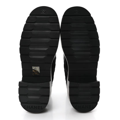 Chanel Shiny Calfskin Quilted Lace Up Combat Boots 40.5 Black 6 of 8
