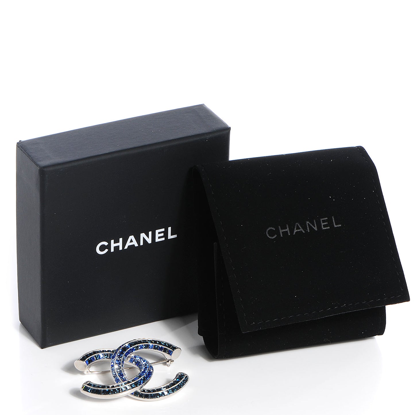Crystal Baguette CC Brooch Blue