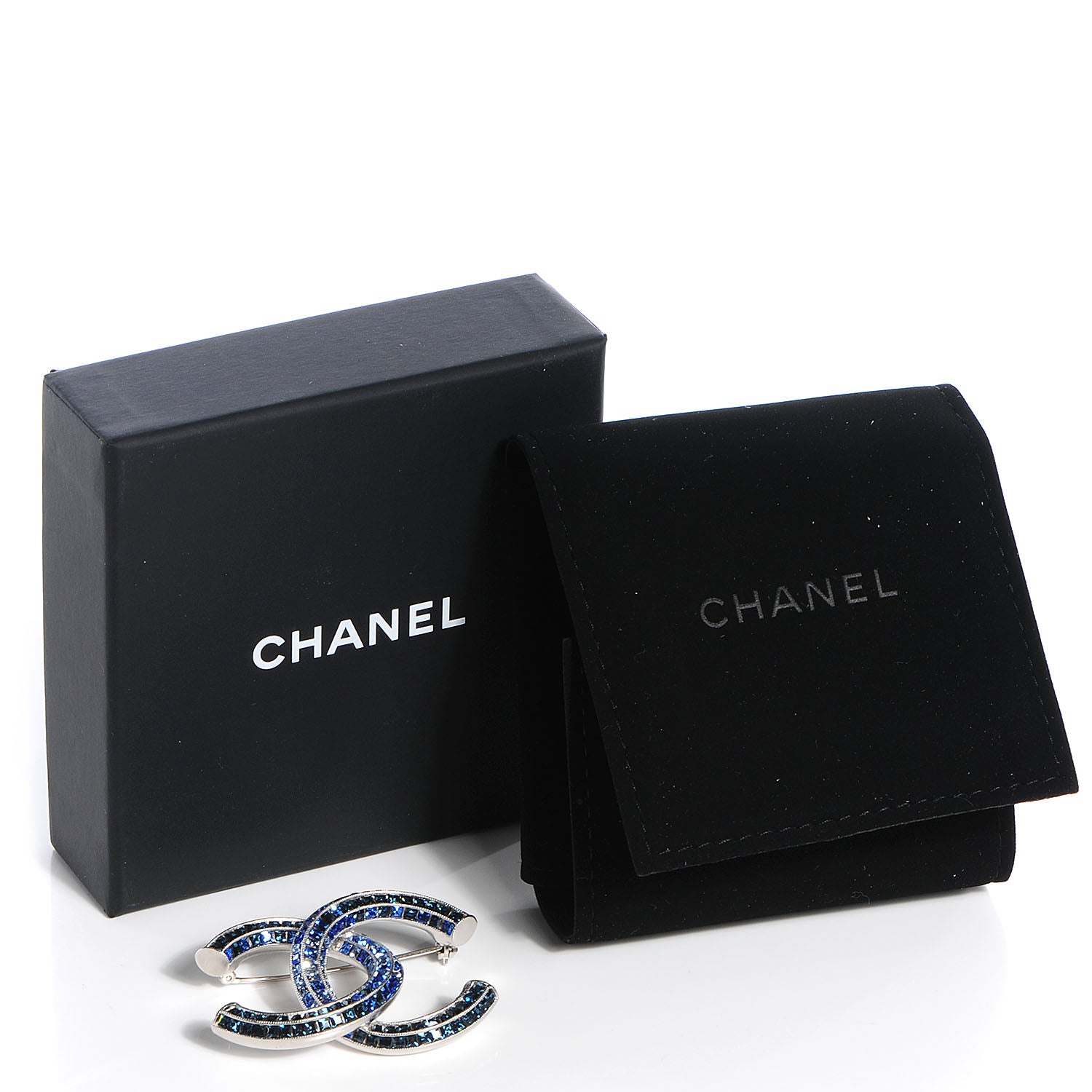 Chanel Crystal Baguette CC Brooch Blue 5 of 5