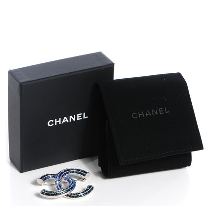 Chanel Crystal Baguette CC Brooch Blue 5 of 5