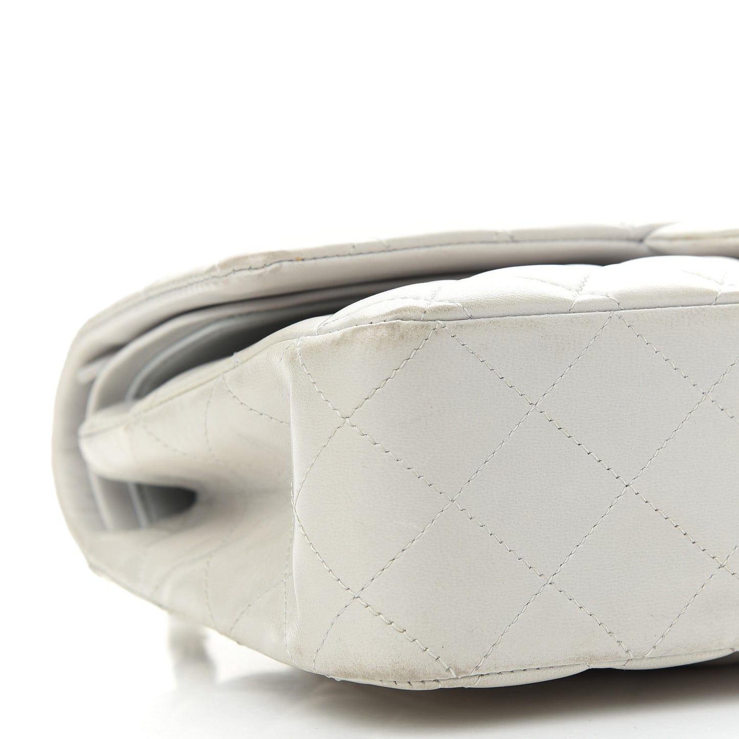 Lambskin Quilted Medium Double Flap Grey