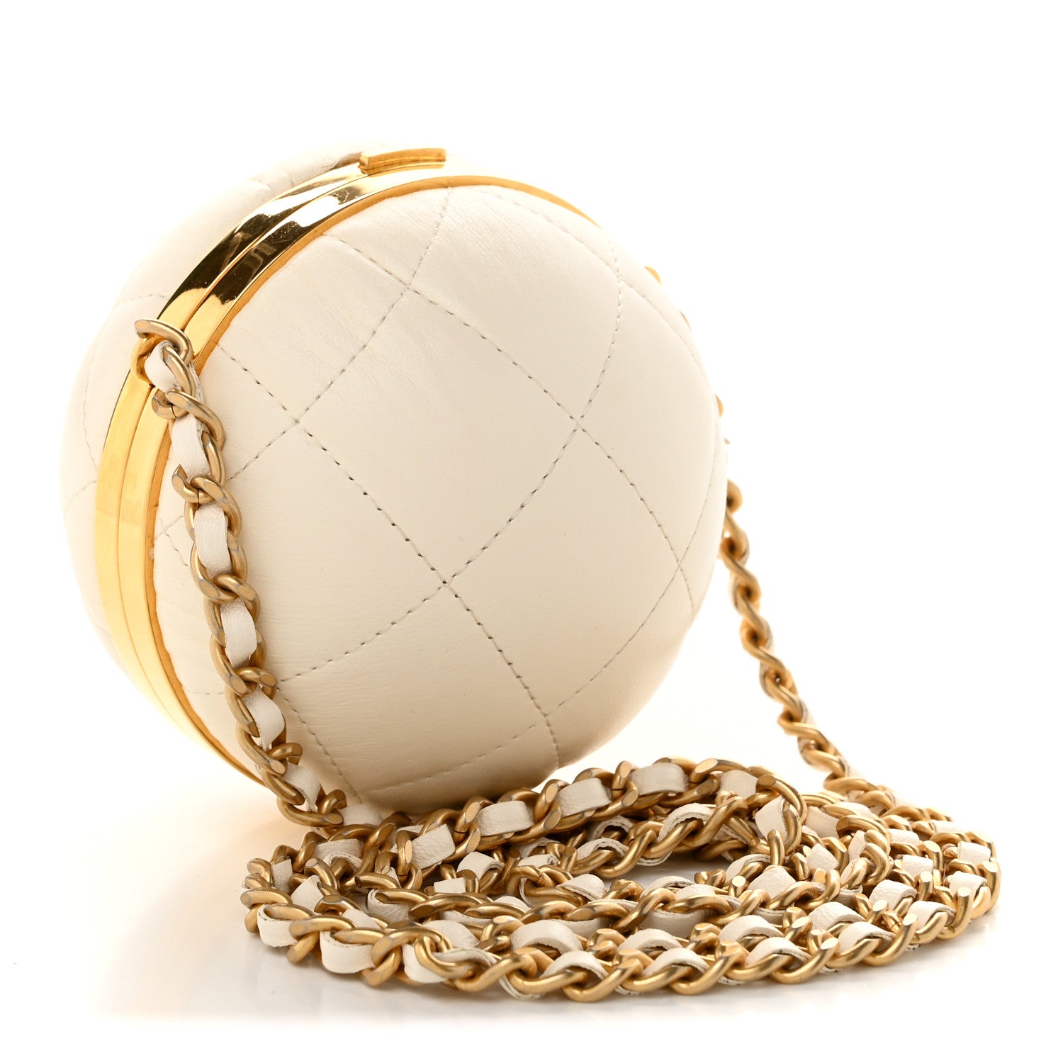 Chanel Lambskin CC Sphere Minaudiere Chain Clutch White 3 of 10