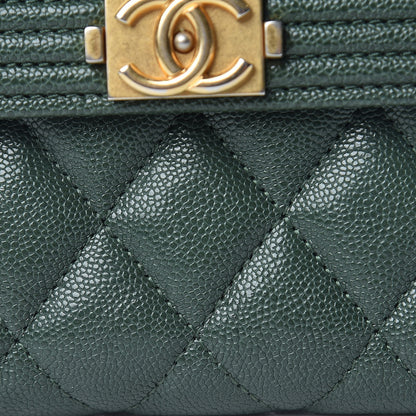 Chanel Caviar Quilted Compact Boy Wallet Green 9 of 10